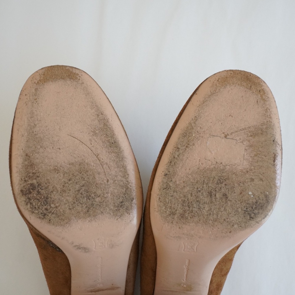 Gianvito Rossi Suede Block Heel Mules Womens 39 Brown Italy Classic Designer - Picture 7 of 12
